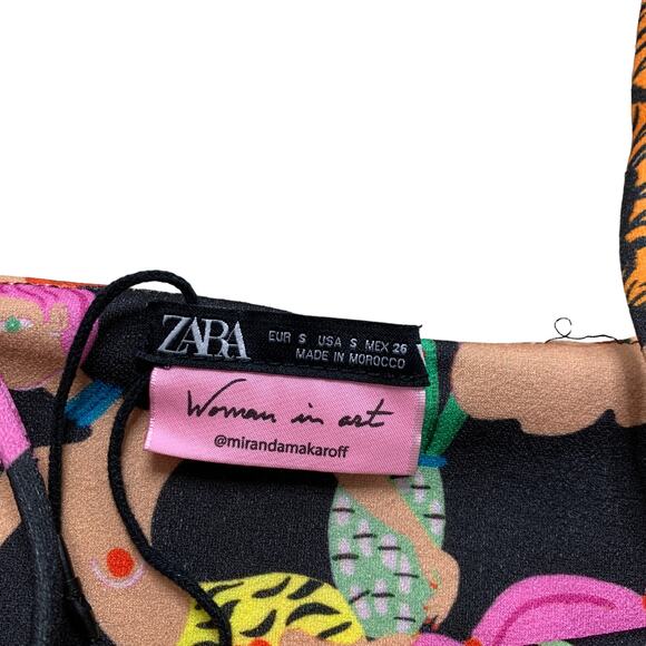 Zara Women in Art Miranda Makaroff Colorful Funky Cropped Tank Top Size Small - Picture 2 of 5